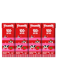 Thùng 48 Hộp Sữa Tươi Tiệt Trùng Vinamilk 100% Hương Dâu (180ml)