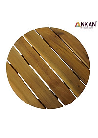 Combo 2 Đế Lót Chậu Cây Có Bánh Xe ANKAN 30cm Gỗ Tràm Mặt Tròn Màu Vàng, Chính Hãng