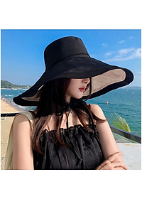 Mũ đẹp đi biển nón rộng vành chống nắng đội 2 mặt gấp gọn chống tia UV vành to thời trang Korea Chất liệu vải cotton 2 mặt thoáng mát  dona23062001