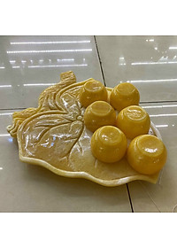 Bộ ấm trà hình lá bí đá ngọc hoàng long