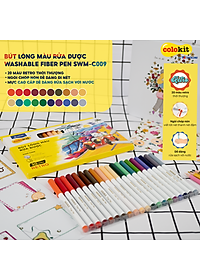 Bút lông màu Fiber Pen 20 màu Retro Thiên Long Colokit rửa được ngòi chóp viết nét thanh nét đậm SWM-C009