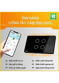 Công Tắc Cảm Ứng Datic Điều Khiển Mọi Thiết Bị Từ Xa Bằng Wifi Qua Điện Thoại, Thương Hiệu Hunonic, Hàng Việt Nam. -2022