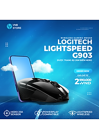 Chuột game không dây Lightspeed RGB Logitech G903 - Cảm biến Hero 25k, pin sạc 140h+, thiết kế thuận cả 2 tay, pin 180h, PC/Mac - Hàng chính hãng