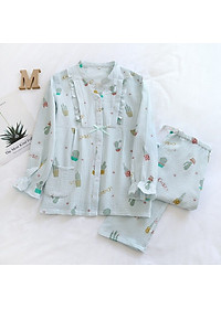 Bộ Đồ Bầu Và Cho Con Bú, Pijama Sau Sinh Azuno AZ2309 Chất Đũi Mềm Mại, Có Khe Mở Ngực Hàng Cao Cấp Cho Mẹ