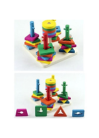 Đồ Chơi Luồn Cọc Thả Hình 5 Trụ Cột Khối Gỗ Zic Zac Cho Bé