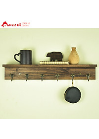 Móc gỗ treo quần áo gắn tường nhiều kích thước màu nâu rustic, kệ treo đồ trang trí Anzzar, decor phòng ngủ,móc treo quần áo, phụ kiện, giá gỗ treo quần áo