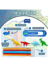 Bộ Dụng Cụ Học Tập Khủng Long Dinosaur Club - Little Tree GP8012-E (13 Chi Tiết)