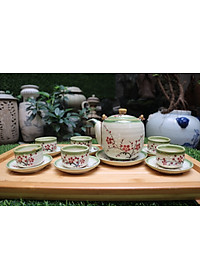 Bộ ấm trà men bóng vẽ đào