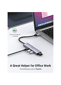 Ugreen UG20805CM473TK 5Gbps vỏ nhôm Bộ chia USB 3.0 1 ra 4 cổng USB hỗ trợ nguồn Type-C - HÀNG CHÍNH HÃNG