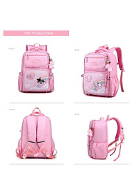 Balo học sinh tiểu học cho bé gái đi học vải oxford cao cấp chống nước màu pastel dễ thương 9024