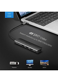 Cáp Chuyển Hub Ugreen 5 In 1 USB Type C Sang HDMI + USB 3.0*3 + PD Ugreen 50209, 70495 hàng Chính Hãng