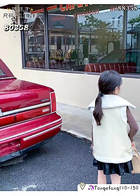 Áo gile bé gái lót lông cừu, Áo da lộn cho bé 4-10 tuổi kéo khóa kiểu dáng khỏe khoắn thời trang