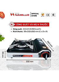 Bếp Gas Du Lịch (Bếp Gas Mini) NaMilux Mother│Van An Toàn Inline Cut│Công Suất 2.6 Kw (2.200 kcal/giờ) - Hàng Chính Hãng