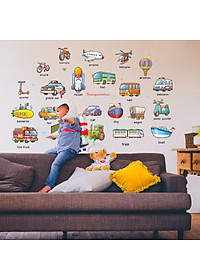 Decal trang dán tường Tiếng anh các loại phương tiện giao thông HM92024