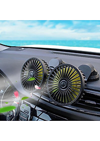 Quạt mini để trên xe oto, xe hơi, bàn làm việc, cổng USB tiện lợi, Mẫu quạt đôi