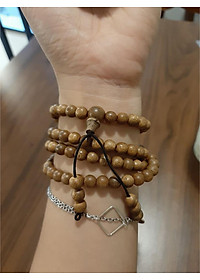 Vòng Tay Trầm Hương tự nhiên 108 hạt Màu gỗ