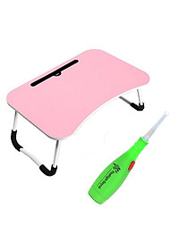 Bàn học nhựa chân thép gấp gọn thông minh có khe cắm ipad, điện thoại tặng dụng cụ lấy ráy tai có đèn