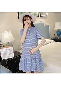 Váy, Đầm Bầu Công Sở Dự Tiệc Dáng Suông Azuno AZ102 Họa Tiết Kẻ Caro Mặc Mùa Hè Rất Mát