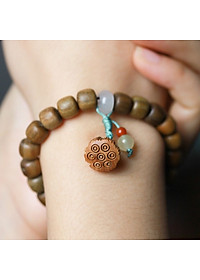 VÒNG TAY CHUỖI HẠT PHẬT GIÁO CÓ ĐÀI SEN BẰNG GỖ ĐÀN HƯƠNG XANH ĐỔI MÀU