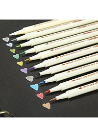 Bút lông mềm cây lẻ Lalunavn 10 màu sắc đầu Brush có nhũ STA Metallic Marker Pen Drawing - A13