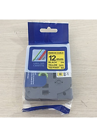 [ Combo 5 cuộn]  Nhãn TZ2-FX631 siêu dẻo - Chữ đen trên nền vàng 12mm - Hàng nhập khẩu