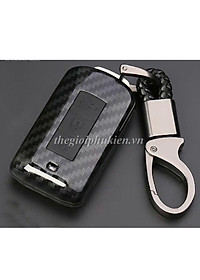 Ốp nhựa carbon, bọc bảo vệ chìa khóa xe dành cho Mitsubishi Outlander, Xpander kèm móc đeo INOX