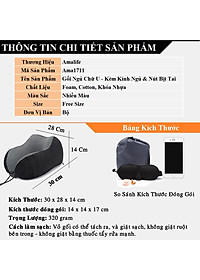 Gối Ngủ Văn Phòng Du Lịch Chữ U Tặng Kèm Bịt Mắt, Bịt Tai Bộ Chống Mỏi Chất Liệu Memory Foam Chính Hãng Amalife Ama02