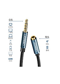 Cáp nối dài loa Ugreen 40675 dài 2m chính hãng hỗ trợ mic