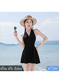 Bộ bơi một mảnh nữ dáng váy lưng trần quyến rũ, chất thun bơi lạnh Lycra dày dặn mịn đẹp, áo tắm liền thân gợi cảm dễ mặc | KT098