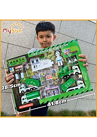 Bộ xe đồ chơi công trình trẻ em mô hình cho bé trai Cần cẩu, Xe Ben, Xe Tải, Trộn bê tông MySun