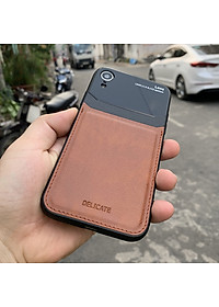 Ốp lưng da kính cao cấp dành cho iPhone XR - Màu vàng nâu - Hàng nhập khẩu - DELICATE