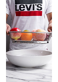 Rổ lưới bằng inox hình chữ nhật có đế đựng rau củ - 2 kiểu lưới