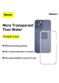 Ốp lưng trong suốt Baseus Simple Case dùng cho iPhone 12 mini / iPhone 12 / iPhone 12 Pro / iPhone 12 Promax (Ultra Slim, High Transparent, Soft TPU Silicone)_ Hàng Nhập Khẩu 
