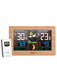 Đồng hồ đa chức năng không dây FanJu, màn hình lớn, hiển thị thời gian, nhiệt độ, độ ẩm, tuần trăng…