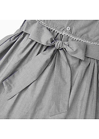 Đầm Bé Gái Kika Vải Caro Xám Cổ Sen Trắng Ren Ngực K108