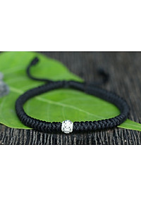 Vòng Kết Dây Đen Charm Bi Bạc Ngọc Quý Gemstones GA155