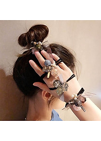 Dây buộc tóc nữ pha lê cao cấp [Set 5 dây] NASI sang trọng dễ thương phong cách hàn quốc thun cột tóc nữ co giãn tốt phụ kiện tóc
