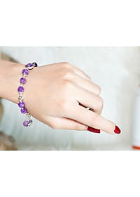 Vong Tay Phong Thủy Thạch Anh Tím Thiên Nhiên Mix Bạc 925 Cho Mạng Kim Thủy, Món Qùa Trang Sức  Phong Thủy May Mắn Ý Nghĩa  VT016