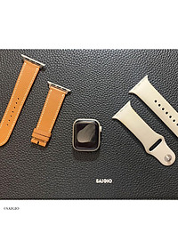 Dây Đồng Hồ Apple Watch 49mm 46mm 45mm 44mm 42mm, Chất Liệu Da Bê EPSOM Thảo Mộc Cao Cấp, Nhập Khẩu Từ Châu Âu, Dây Đeo Phong Cách Hiện Đại và Sang Trọng, Tương Thích Các Phiên Bản Series Ultra2/Ultra/SE2/SE/10/9/8/7/6/5/4/3/2/1