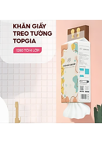 Khăn giấy treo tường 1280 tờ/4 lớp Topgia dạng rút tiện lợi cao cấp, tiết kiệm, an toàn kèm móc treo (Thùng 4 gói) 157x175cm