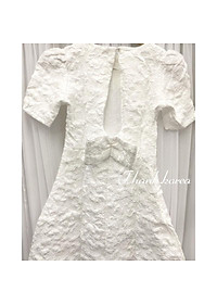 Đầm dự tiệc gấm nữ trắng dễ thương diện tết cực xinh mã [GAM XOP]