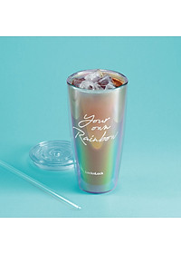 Ly nhựa 2 lớp LocknLock Rainbow HAP507WHTH - kèm ống hút - Dung tích 750ml