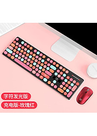 2.4GHz Wireless Keyboard and Mouse Combo Set Round Key Power-Saving Whisper-Quiet Keyboard Mouse Combos