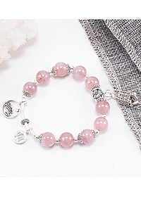 Vòng Tay Phong Thủy Đá Thạch Anh Hồng Phối Charm Đèn Lồng Bạc (10mm) Mệnh Hỏa, Thổ Ngọc Quý Gemstones