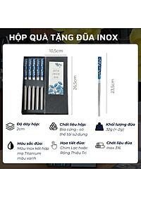 Hộp quà tặng đũa inox 316 DandiHome cao cấp mạ Titanium Plated