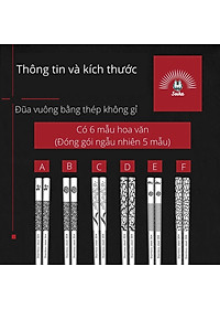 Đũa Vuông Inox 304 Chống Trượt Soika - Hộp 10 Đôi 