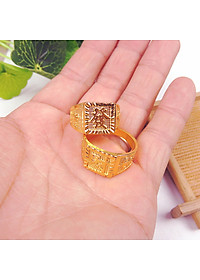 Combo Nhẫn nam Phong Thủy kèm Hộp đựng lót Nỉ, Khắc Chữ CÁT TƯỜNG, Chữ PHÁT, Chữ LỘC, Hợp Kim không rỉ, mạ vàng 18K, Size Nhẫn 18, Phù Hợp Nam Từ 55 – 80kg