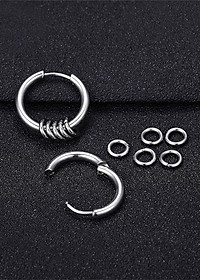 Bộ Bông tai nam inox khuyên tròn 12mm BT321 (Màu Bạc) - 2 chiếc