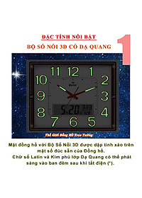 Đồng hồ Treo Tường EASTAR Kim Điện Tử KIM TRÔI Cao Câp DẠ QUANG - LỊCH Vạn Niên và NHIỆT KẾ Điện Tử