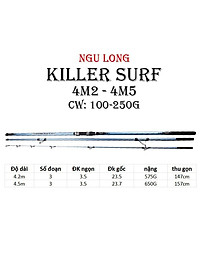 Cần câu 3 đốt KILLER SURF 4m5 - 4m5 độ cứng BX
